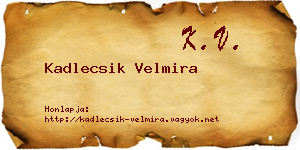 Kadlecsik Velmira névjegykártya